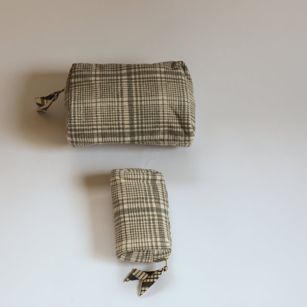 Khadi Cotton set of 5 Travel Pouches -2 colorways